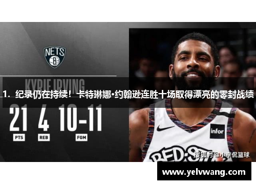 1.  纪录仍在持续！卡特琳娜·约翰逊连胜十场取得漂亮的零封战绩